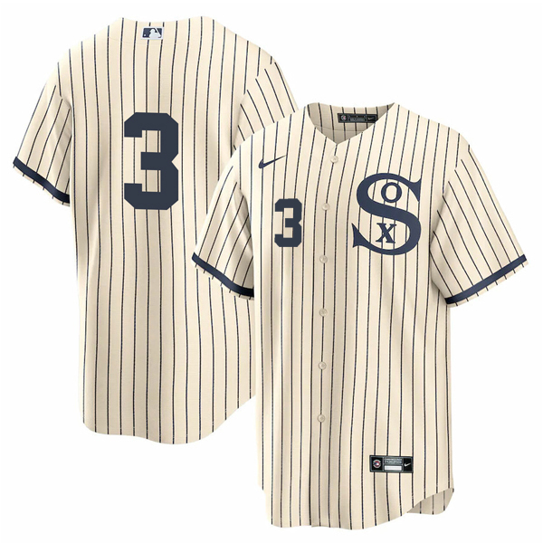 Men's Chicago White Sox #3 Harold Baines 2021 Cream/Navy Field of Dreams Cool Base